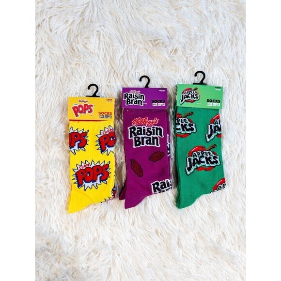 Other - Men’s Novelty Socks Apple Jacks Corn Pops Raisin Bran Kelloggs Brand